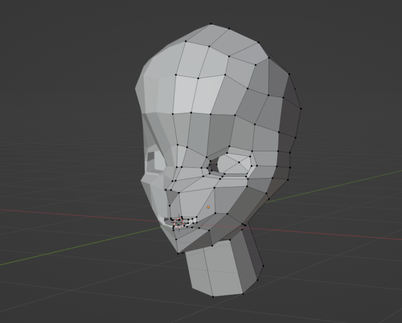 Blenderで顔の形を作っている途中の画面