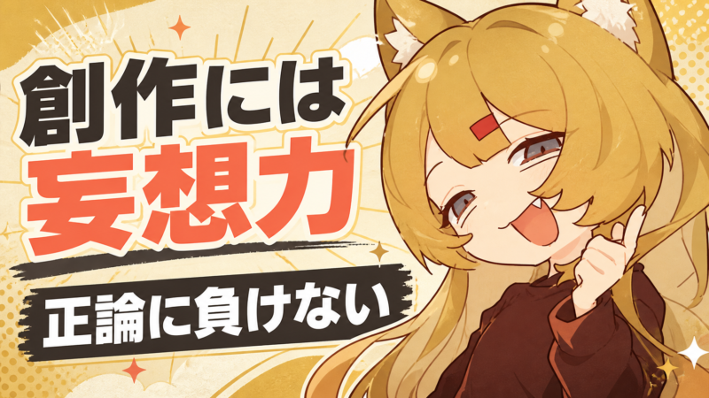 創作を続けるための妄想力を解説する記事のアイキャッチ