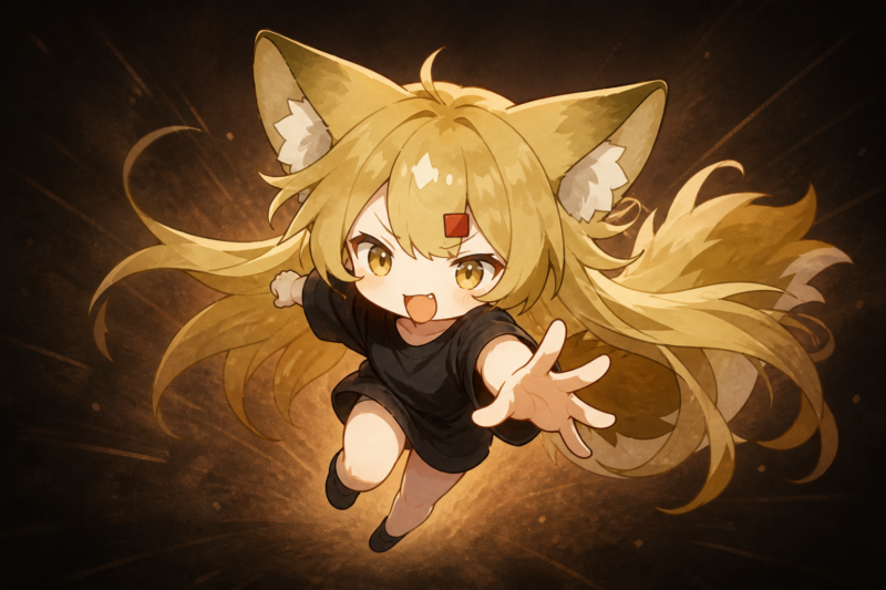 かなえられる機会へ勢いよく飛びつく狐耳の女の子