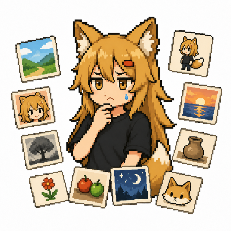 さまざまな完成作品を見比べて考えるドット絵の狐耳キャラクター