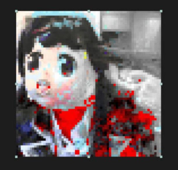 After Effectsで最後のフレームが謎ノ美兎の形になったところ